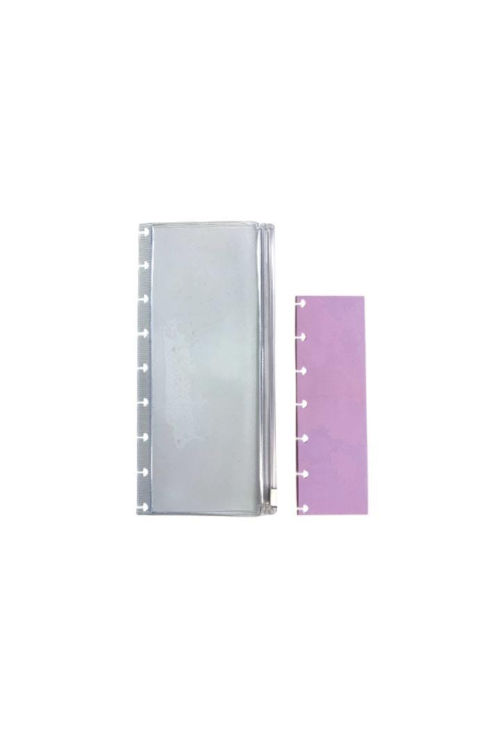 Kit Estojo e Régua Lilás para Caderno de Disco 8x21 cm Transparente PlastPark