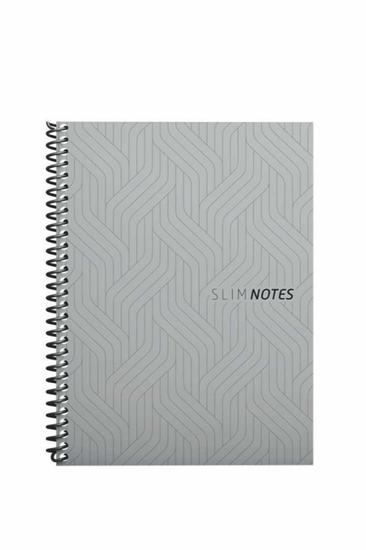 Caderno Universitário 10x1 160 Folhas Espiral Capa Dura Slim Notes 20x28 cm Cinza Romitec