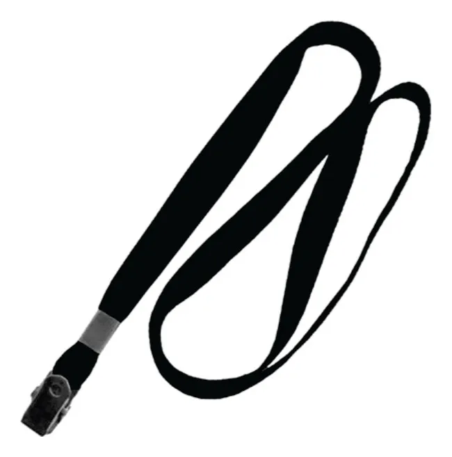Cordão de Nylon para Crachá com Presilha Nylon 600 1x42 cm Preto 10 Unidades PlastPark