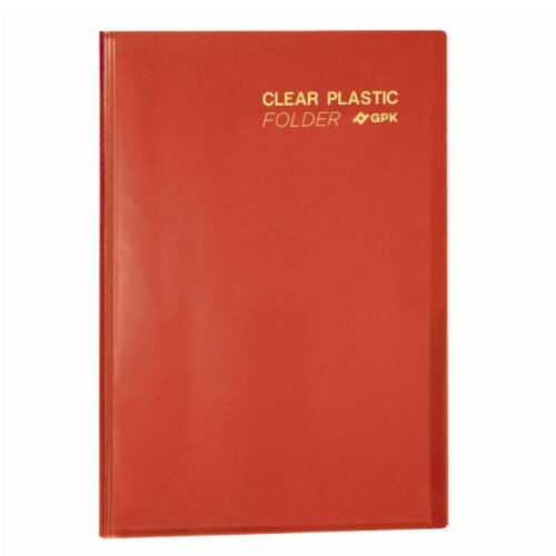Pasta Catálogo Ofício Clear Plastic Folder 20 Sacos PP 23x33 cm Vermelho PlastPark