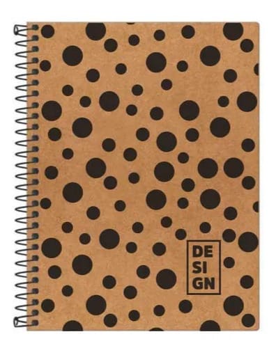 Caderno 1/4 200 Folhas Espiral Capa Flexivel Kraft 14x20 cm Marrom Romitec