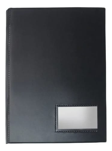 Pasta Catálogo Ofício com Visor 50 Sacos PP Grosso Ultra Transparente Capa PVC 4 Parafusos 24x33 cm Preto PlastPark