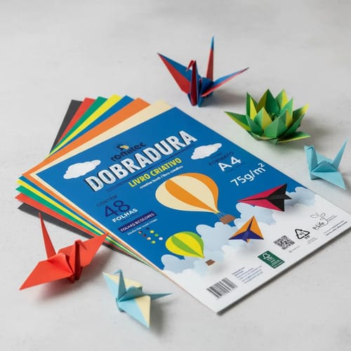 Dobradura A4 75 g/m² 48 Folhas 8 Cores 4 Bicolores Livro Criativo 22x30 cm Sortido Romitec - Imagem 3