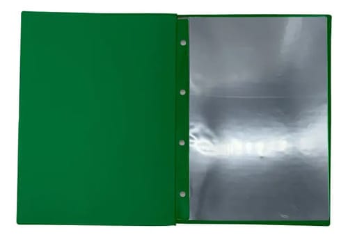 Pasta Catálogo Ofício com Visor 50 Sacos PP Ultra Transparente Capa PVC 4 Colchetes 24x33 cm Verde PlastPark - Imagem 2