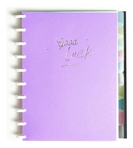 Caderno Universitário 50 Folhas Disco Capa PP com Estojo Régua e 10 Divisórias 20x28 cm Lilás Romitec