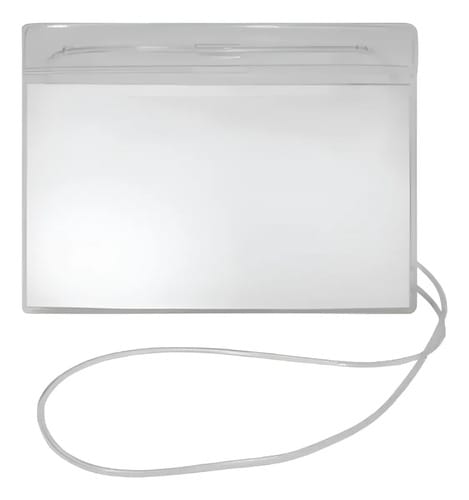 Crachá para Identificação Abertura Superior com Cordão 12x8 cm Transparente 50 Unidades PlastPark