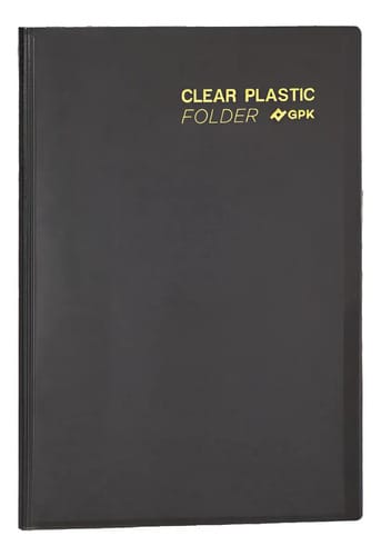Pasta Catálogo A4 Clear Plastic Folder 30 Sacos PP 23x31 cm Preto PlastPark
