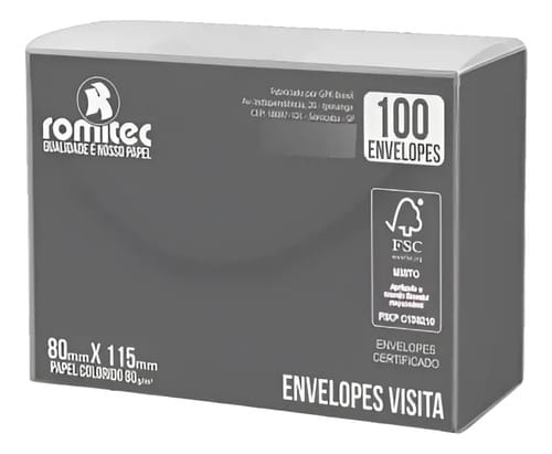 Envelope Visita Color Mais 12x8 cm Preto 100 Unidades Romitec - Imagem 2