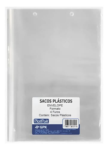 Protetor de Folhas Saco Plástico 4 Furos A3 Grosso PP 35x43 cm Transparente 20 Unidades PlastPark - Imagem 3