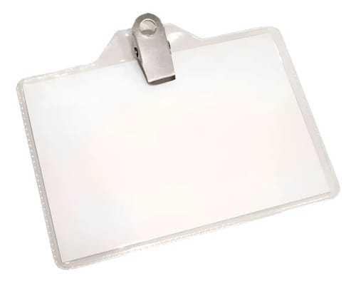 Crachá para Identificação Abertura Lateral com Presilha 10x7 cm Transparente 50 Unidades PlastPark