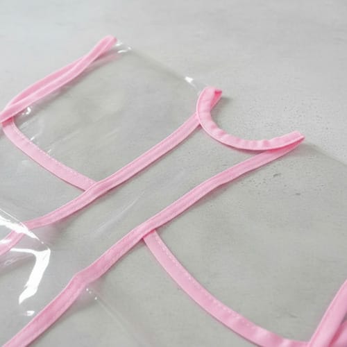 Avental Escolar Infantil Feminino Pequeno Rosa 36x46 cm Transparente PlastPark - Imagem 3