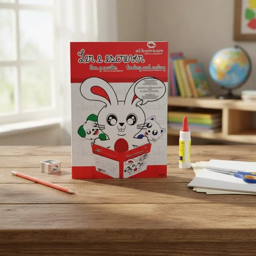 Caderno Alibombom Brochurão 80 Folhas Costurado Capa Dura Pautas Numeradas 123x 20x28 cm Vermelho Romitec - Imagem 4