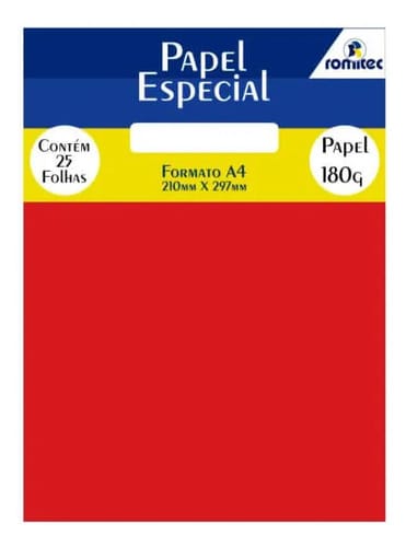 Papel A4 180 g/m² Color Color Mais Vermelho 25 Folhas 21x30 cm Romitec