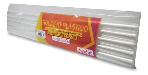 Rolìnho Plástico Liso para Encapar/proteger PP 45x200 cm Transparente 5 Unidades PlastPark