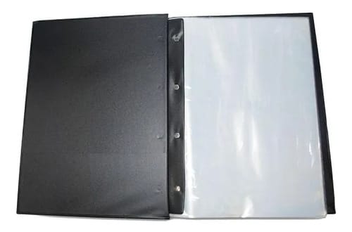 Pasta Catálogo Ofício 10 Sacos em PP Ultra Transparente PVC 4 Colchetes 24x33 cm Preto PlastPark - Imagem 2