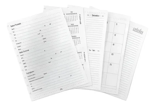 Refil para Caderno de Disco Colegial Planner 50 Folhas 90 g/m² 17x24 cm Branco Romitec - Imagem 2