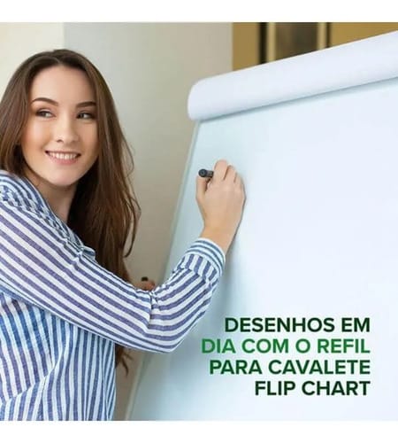 Bloco Flip Chart Papel Liso 75 g/m² 50 Folhas Microsserrilhadas Furação Universal 64x83 cm Branco Romitec - Imagem 4