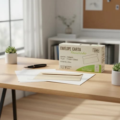 Envelope Comercial Carta 75 g/m² Reciclado Caixa de Cartão 11x16 cm Marrom 100 Unidades Romitec - Imagem 3