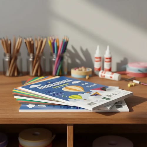 Dobradura A4 75 g/m² 48 Folhas 8 Cores 4 Bicolores Livro Criativo 22x30 cm Sortido Romitec - Imagem 5