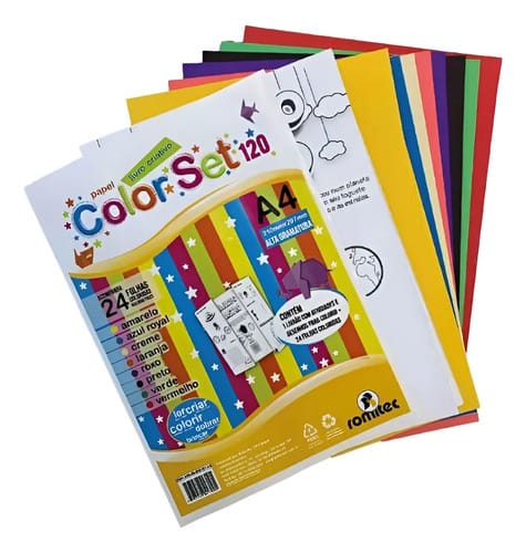 Color Set A4 120 Alta Gramatura 24 Folhas 8 Cores Livrão Criativo 21x30 cm Sortido Romitec
