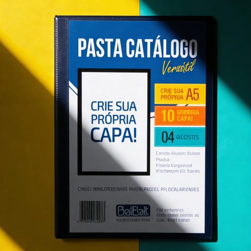 Pasta Catálogo A5 Personalizável Capa Cristal 10 Sacos PVC 18x22 cm Azul PlastPark - Imagem 5