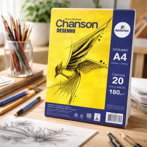 Bloco de Desenho Chanson A4 20 Folhas 180 g/m² 21x30 cm Branco Romitec - Imagem 3