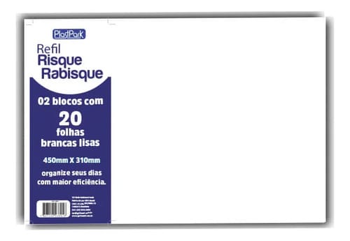 Refil Risque Rabisque Bloco de 20 Folhas Lisas com 2 45x31 cm Branco Romitec