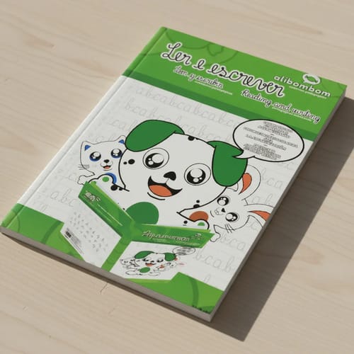 Caderno Alibombom Brochurão 80 Folhas Costurado Capa Dura Pautas Numeradas 123 20x28 cm Verde Romitec - Imagem 4