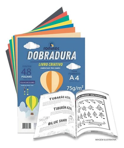 Dobradura A4 75 g/m² 48 Folhas 8 Cores 4 Bicolores Livro Criativo 22x30 cm Sortido Romitec - Imagem 2