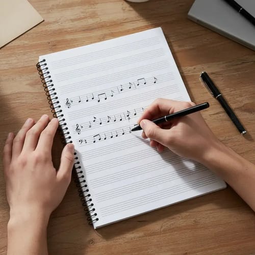 Caderno de Musica Universitário Teoria + Pentagrama 18+70 Folhas Espiral 20x28 cm Preto Romitec - Imagem 3