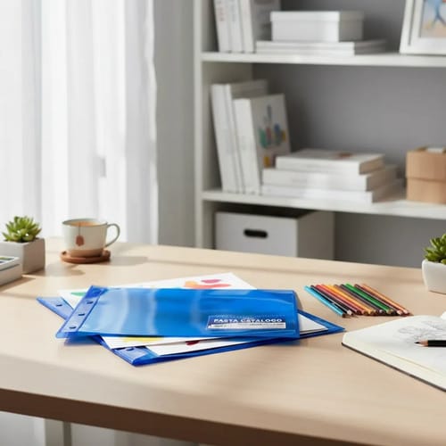 Pasta Catálogo Translucida Ofício Flexível com 10 Sacos 24x33 cm Azul PlastPark - Imagem 2