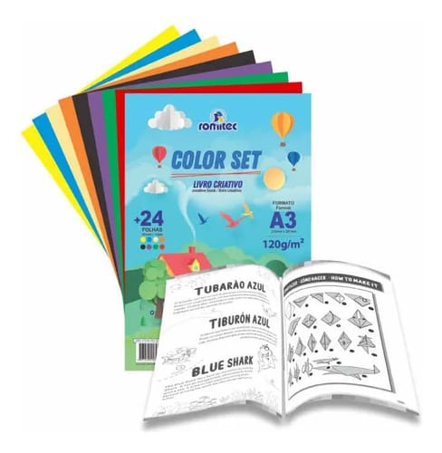 Color Set A3 120 Alta Gramatura 24 Folhas 8 Cores Livro Criativo 30x42 cm Sortido Romitec - Imagem 2