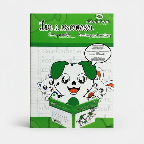 Caderno Alibombom Brochurão 80 Folhas Costurado Capa Dura Pautas Numeradas 123 20x28 cm Verde Romitec - Imagem 6