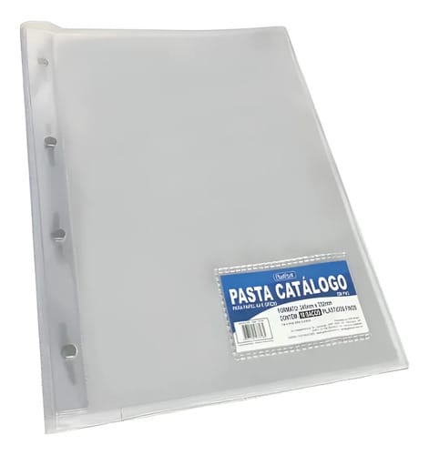 Pasta Catálogo Translucida Ofício Flexível com 10 Sacos 24x33 cm Transparente PlastPark