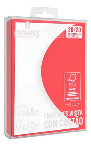 Envelopes Visita+cartão Color Mais 12x8 cm Vermelho 20 Unidades Romitec - Imagem 2