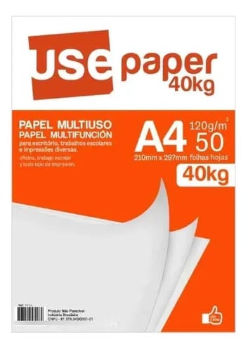 Papel Multiuso A4 40 Kg 120 g/m² Sulfite Branco 50 Folhas 21x30 cm Romitec