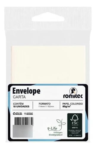 Envelope Comercial Carta Textura Verge Diamante 11x16 cm Branco 10 Unidades Romitec - Imagem 2