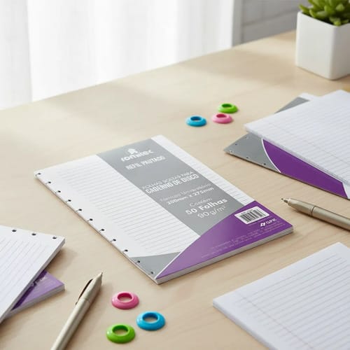 Refil para Caderno de Disco Universitário Pautado 50 Folhas 90 g/m² 20x28 cm Branco Romitec - Imagem 4