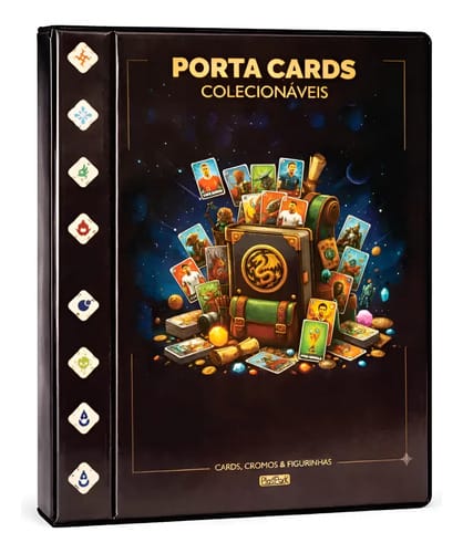Pasta Argolada PlastPark Porta Cards Figurinha Album Coleção