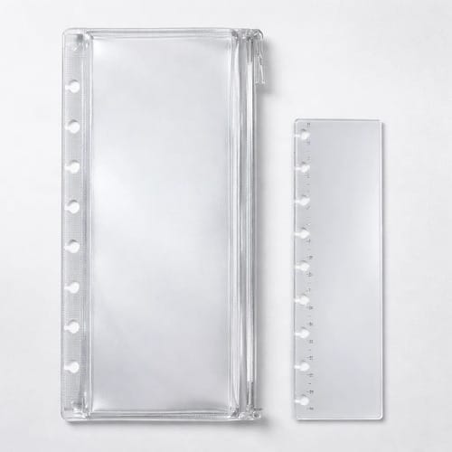 Kit Estojo e Régua Incolor para Caderno de Disco 8x21 cm Transparente PlastPark - Imagem 2