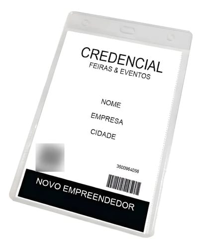 Crachá A6 para Identificação Abertura Superior sem Presilha 10x15 cm Transparente 10 Unidades PlastPark