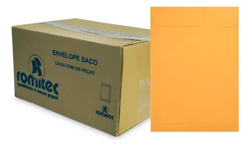 Envelope Saco 75 g/m² Ko36 Ouro 25x35 cm 250 Unidades Romitec - Imagem 2