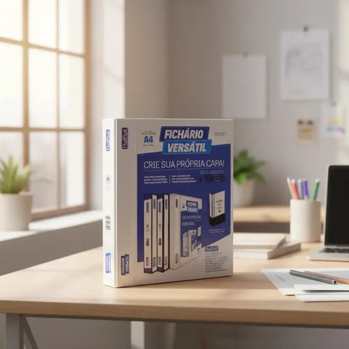 Fichário Personalizável A4 Lombada 4 cm 4 Argolas para 240 Folhas PVC 26x31 cm Branco PlastPark - Imagem 5