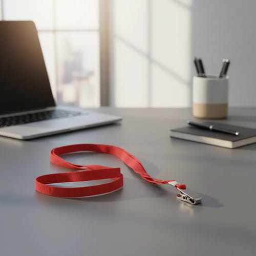 Cordão de Nylon para Crachá com Presilha Nylon 600 1x42 cm Vermelho 10 Unidades PlastPark - Imagem 2