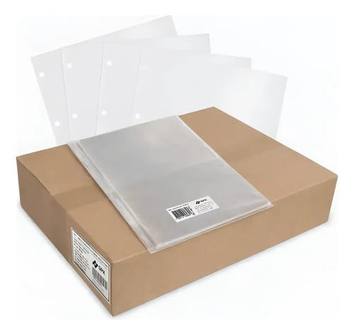 Protetor de Folhas Saco Plástico 4 Furos Ofício Fino PP 24x32 cm Transparente 1000 Unidades PlastPark - Imagem 2