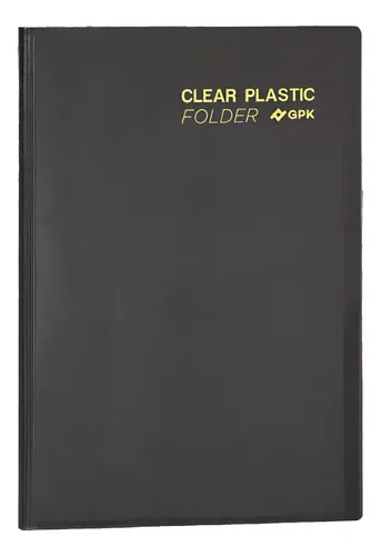 Pasta Catálogo A4 Clear Plastic Folder 20 Sacos PP 23x31 cm Preto PlastPark