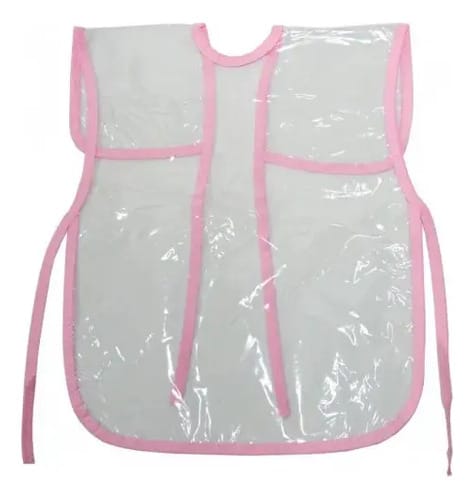Avental Escolar Infantil Feminino Pequeno Rosa 36x46 cm Transparente PlastPark - Imagem 2