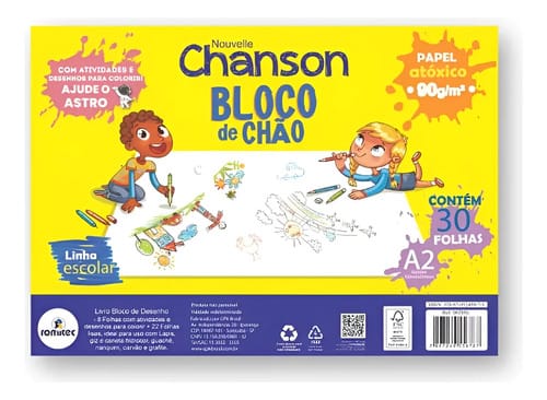Bloco de Desenho de Chão Chanson A2 90 g/m² 30 Folhas 42x59 cm Branco Romitec