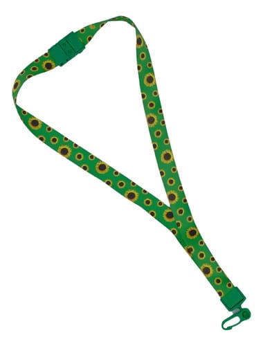 Cordão para Crachá Presilha Plástica Trava Anti Sufocamento Girassol Nylon 2x42 cm Verde PlastPark 2 Unidades - Imagem 2