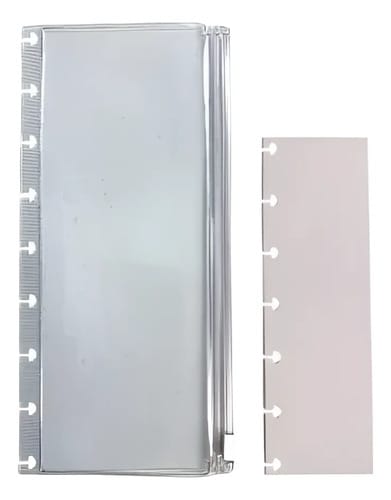 Kit Estojo e Régua Incolor para Caderno de Disco 8x21 cm Transparente PlastPark
